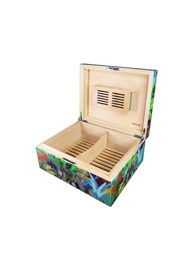 Hemingway Cedar Wood Cigar Humidor Case – Large Capacity Desktop Storage Box with Humidifier & Hygrometer, Beautiful Elephant Design, Capacity 200 - Image 1